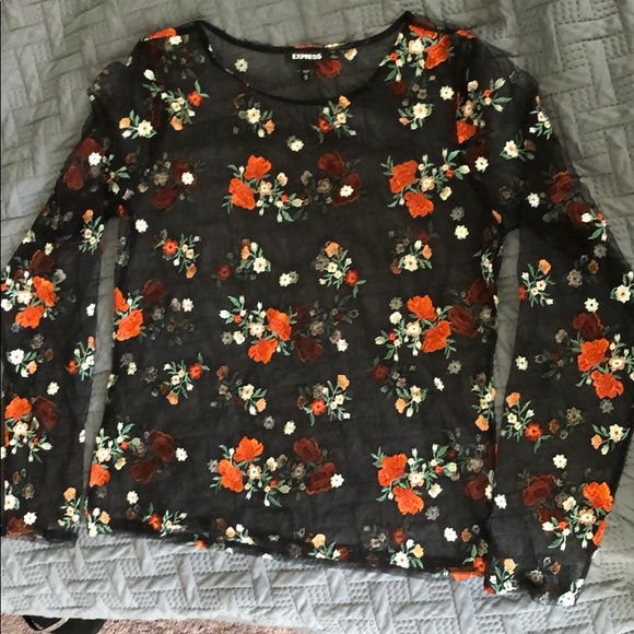 Express Tops - Express sheer floral long sleeve top